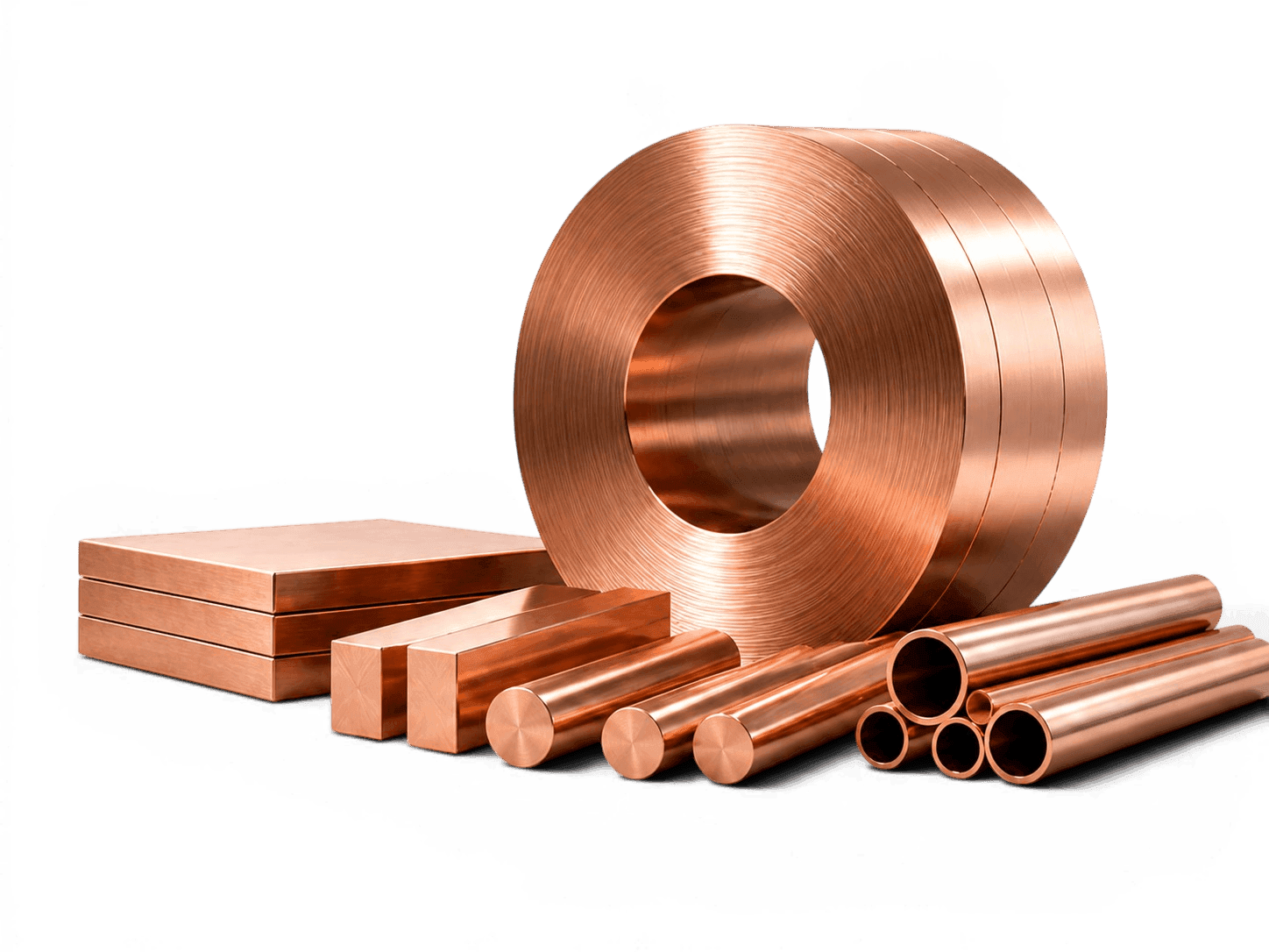 Copper strip, plate, bar and rod products.