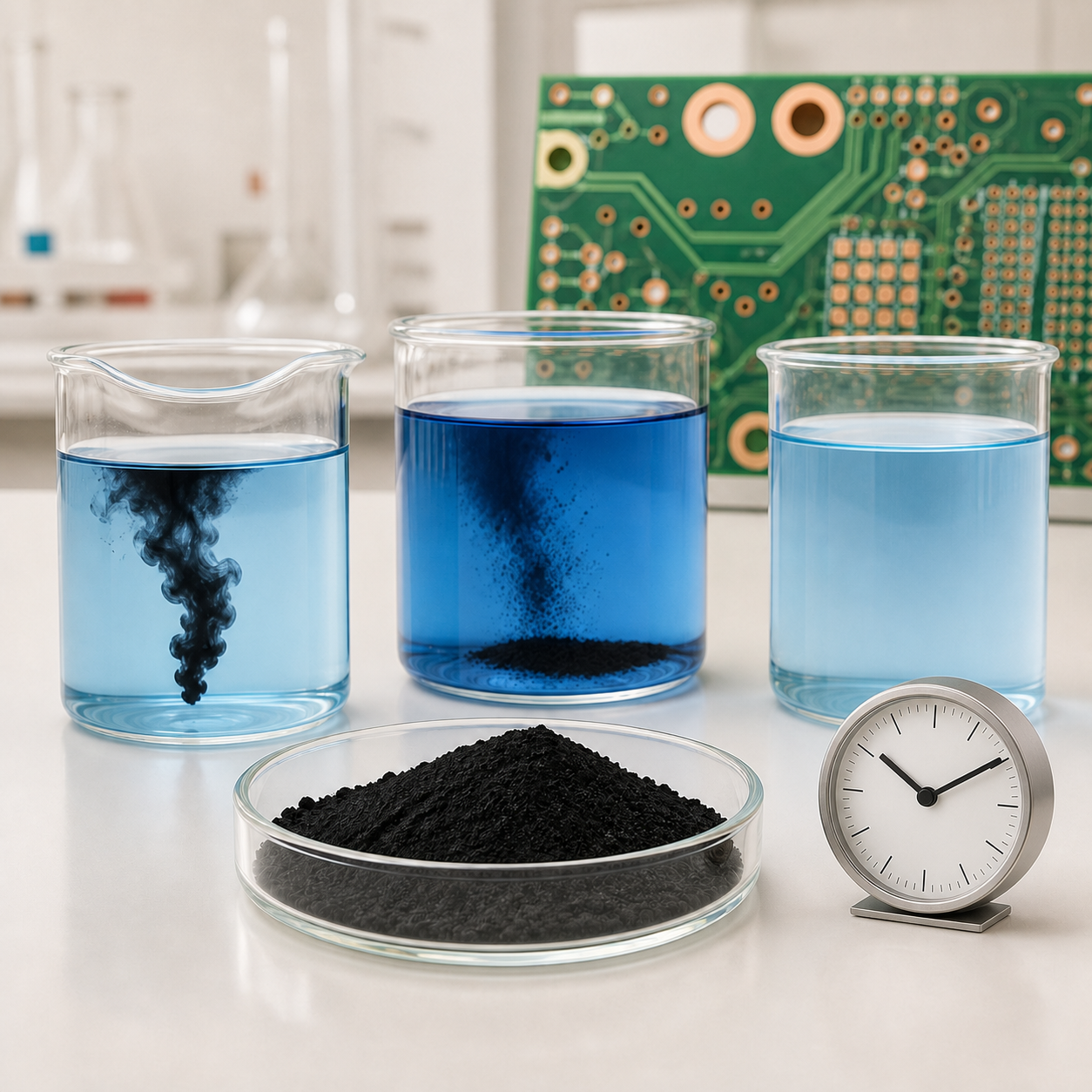 electronic-grade copper oxide powder, copper oxide dissolution rate, acid dissolution, plating-bath dissolution, PCB copper plating, acid copper plating, high-copper low-acid bath, high-acid low-copper bath, active copper oxide powder, copper ion replenishment